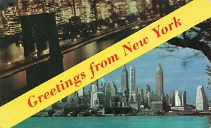 Saluti New York anni '50 da New York City vista del ponte di Brooklyn e dello skyline NYC331 - Foto 1 di 2