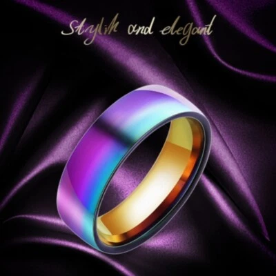 2 X Colorful Rainbow Ring Band Gay Pride Jewelry Wedding Titanium Steel - Image 1 of 3