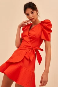 C/MEO COLLECTIVE 'MOTIVATIONS' DRESS BURNT ORANGE/RED SIZE XXS - Picture 1 of 11