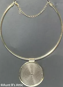 Egyptian Choker Gold Costume Spiral Metal Medallion On An Adjustable Ring Choker - Picture 1 of 1