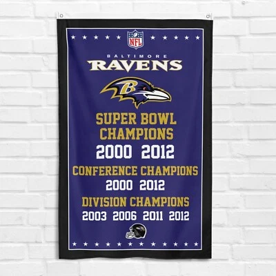 Bandera de campeones del Super Bowl de 3x5 pies para fanáticos de Baltimore Foto 1 de 4