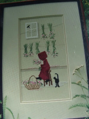 NOP Diane Graebner Designs Amish Flower Cat Girl  Cross Stitch Pattern & Fabric - Image 1 of 4