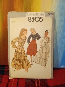 SIMPLICITY #8305 Sewing Pattern Poofy Gypsy Pullover Dress Skirt 2 Lengths Sz 10 - Picture 1 of 4