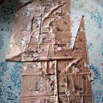 Vtg MCM 50s 60s Chintz Fabric Still Life Figs Mushrooms Kitchen Dining  3+ Yd - Image 1 of 4