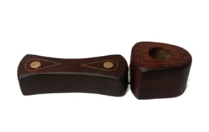 Brass Inlaid Wood Spoon Pipe | 3.75" - Picture 1 of 3