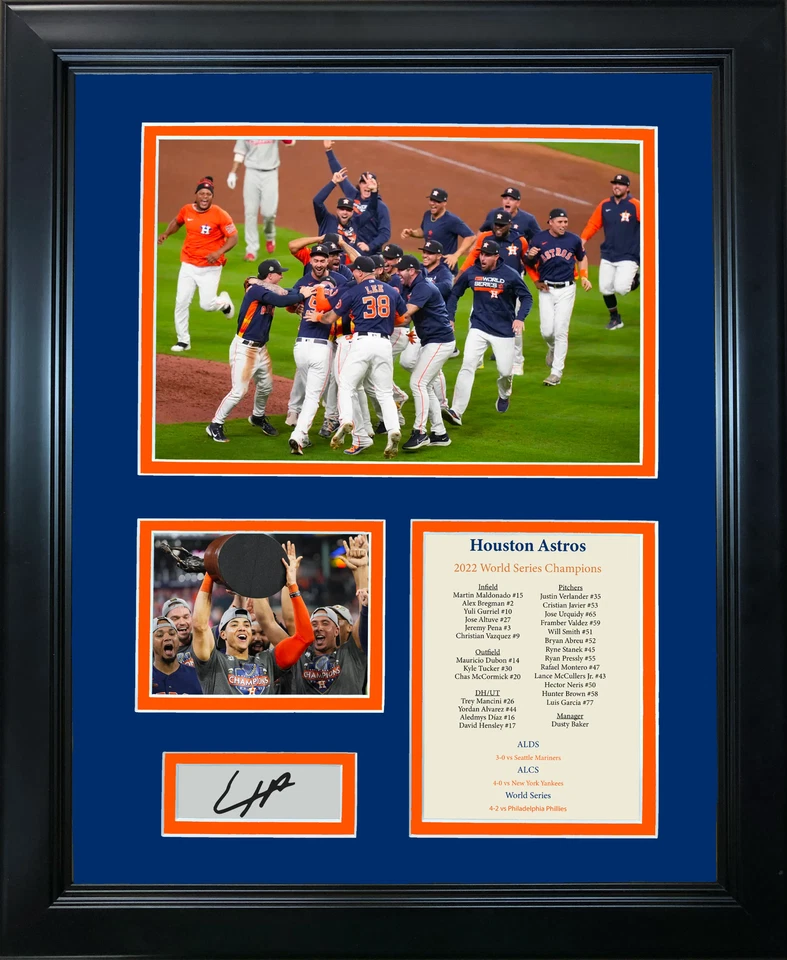 Framed Astros 2022 World Series Facsimile Jeremy Pena Auto 12x15 Photo Collage - Image 1 of 1