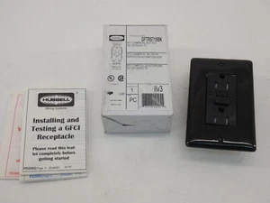 Receptáculo Hubbell GFTRST15BK GFCI negro 15A 125V - ¡NUEVO excedente! - Imagen 1 de 5
