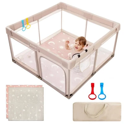 Baby Playpen with Mat, 50x50 in Small Play Pen for Babies, Toddler Playpen fo... - Image 1 of 4