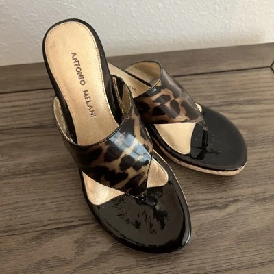Zapatos de cuña Antonio Melani para mujer 6 M con cuña de corcho estampado animal Foto 1 de 4