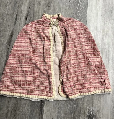 复古 20 世纪 70 年代 Leiter's 粉色斜纹纽扣领披肩夹克,尺寸 L — 第 1/4 张图片