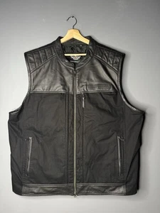 Size 4XL Men’s - Harley Davidson Synthesis Pocket System Leather/Textile Vest - Picture 1 of 5