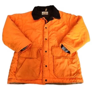 Vintage Blaze Orange Hunting Chore Barn Coat Jacket Made in USA Pella Size Large - Picture 1 of 22