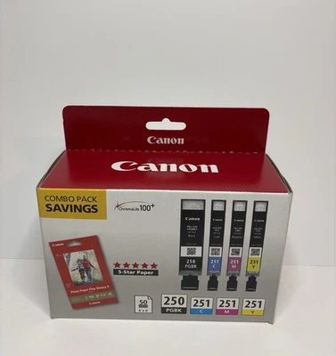 Canon чернильные картриджи черный цвет PGI-250/CLI-251 комбинированная упаковка с фотобумагой новый - Изображение 1 из 3