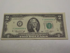 RARE VINTAGE 1976 $2 DOLLAR BILL ERROR OFFSET PRINT F16089056A ATLANTA - Bild 1 von 4