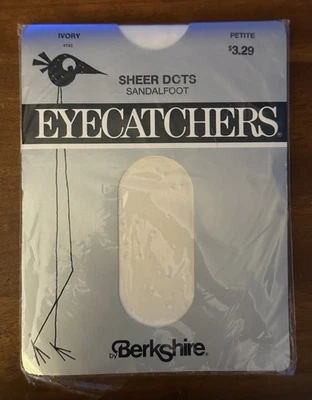 Pantimedias vintage años 80 llamativas marfil texturizadas patrón de puntos transparentes PEQUEÑAS NUEVAS Foto 1 de 4