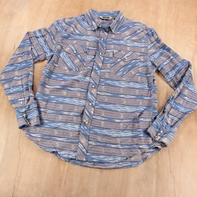 SALT VALLEY pearl snap striped cotton western shirt MEDIUM tag y2k indie sleaze  - Image 1 of 4