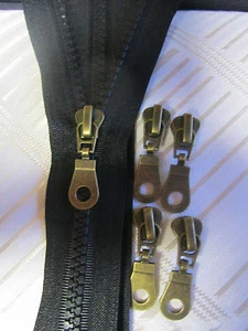 (2,90€ / Stück) 2 Schieber Messing Antik 6 mm Kunststoff Reißverschlüße  (SGB5) - Picture 1 of 1