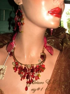 Artisan Romantic Flair Czech Glass Beads Necklace Set - Picture 1 of 1