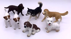 Schleich Dog Lot of 7 Domestic Farm House Pet Husky Terrier Lab Retriever Puppy - Picture 1 of 5