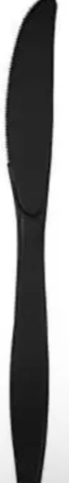 Black Heavy Duty Plastic Knives 24 Per Pack Black Tableware Decorations Supplies - Image 1 of 1