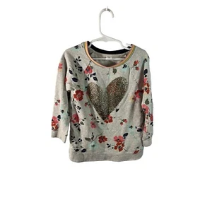 Gap girls floral/heart sweat shirt size 5 - Picture 1 of 3