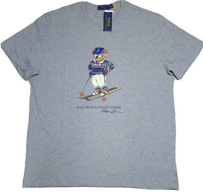 Ralph Lauren Polo Bear Tennis T Shirt Gray XXL Vintage Brand New