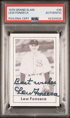 1978 Grand Slam #39 Lew Fonseca Auto PSA Authentic - Image 1 of 2
