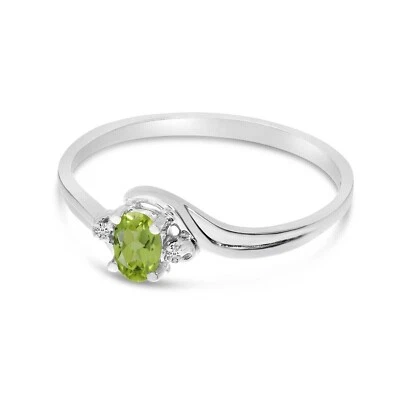 2 Ct Oval Cut Lab -Created Peridot Engagement Women's Ring 14K White Gold Plated - Image 1 of 4