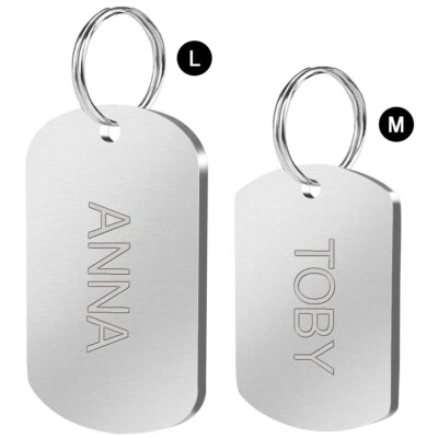 Etiqueta de perro personalizada de acero inoxidable con nombre personalizado etiquetas de identificación grabables de doble cara Foto 1 de 4