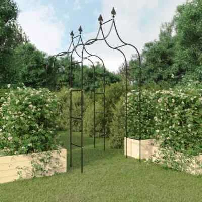 Arches de jardin 2 pcs Noir 120x38x260 cm Acier pergola de jardin vidaXL - Photo 1/4