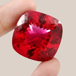 Museum Grade Natural Flawless Burma Ruby Loose Cushion Gemstone Cut 25x25 MM - Picture 1 of 4