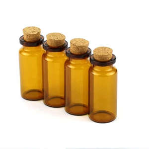 5ml Wholesale 30-100 pieces Vial 22x45mm Tiny Cork bottle Glass bottles Amber - Picture 1 of 1