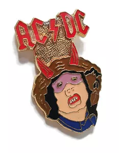 1980s Vintage AC/DC Angus Young Devil Horns Metal Enamel Lapel Hat Pin Pinback - Picture 1 of 2