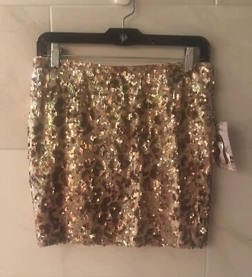 Lily White 青少年金色动物亮片迷你直裙调情尺寸 M 全新带标签 — 第 1/4 张图片
