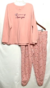 AnyBody Loungewear Kuschel Strick Pyjama Set Herz Print Gr. XL Rosa B*N - Bild 1 von 12