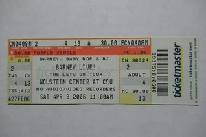 BARNEY LIVE! THE LET GO TOUR 8/04/2006 BOLETO COMPLETO WOLSTEIN CENTER CSU - Imagen 1 de 1