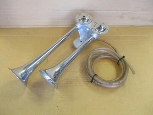 Dual Trumpet Air Horn Boat Truck Rat Rod Hot Rod Works Good!! LOUD! - Picture 1 of 6