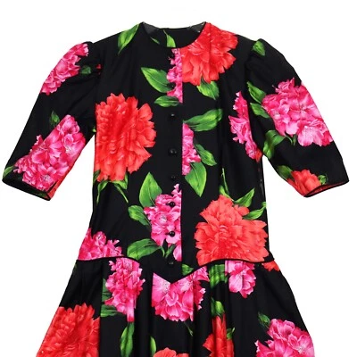 Vestido vintage años 80 para mujer 8 florales cintura caída cabaña Foto 1 de 4