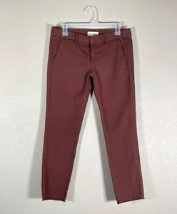 Pantalones ajustados al tobillo Nili Lotan talla 2 East Hampton dobladillo deshilachado color marrón óxido - Imagen 1 de 14