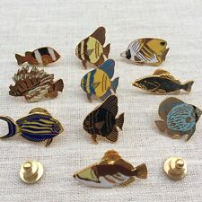 Pin's Folies ❤️French  Vintage Enamel animal Tablo Lot of 10 pins Fish Poisson
