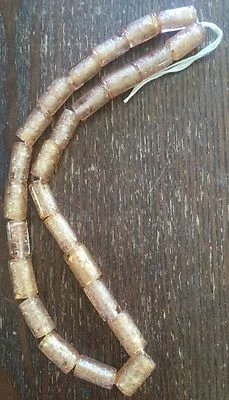 老式 Trade Peach Silver Foil Infuse Confetti Chubby 气缸管玻璃珠 — 第 1/3 张图片