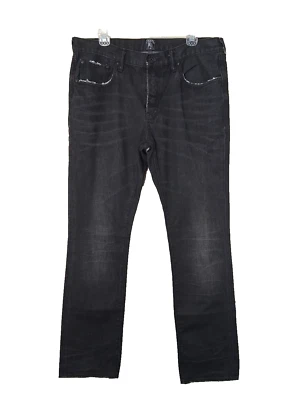 Черные джинсы PRPS мужские размер 36 талия прямые штанины искусственно состаренный хлопок гранж - Изображение 1 из 4