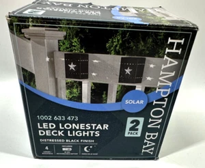 Hampton Bay Solar Distressed Black Integrated LED Deck Light Lone Star Design - Picture 1 of 9