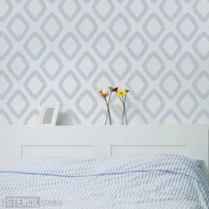 Diamant Schablone - Wiederholungsmuster - Tapeteneffekt - Malerei Wandschablone - DIY - Bild 1 von 7