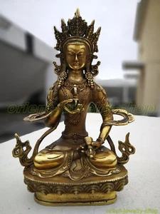 21CMAntique Bronze Buddha Vajrasattva Statue Old Temple God Bodhisattva Buddhism - Picture 1 of 3