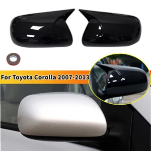 For Toyota Corolla 2007-2013 Gloss Black OX Horn Rearview Side Mirror Cover Cap - Picture 1 of 13