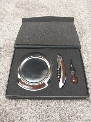 ABRIDOR DE BOTELLAS DE VINO, TAPÓN Y POSAVASOS INOX LEEDS 1400-87 ACOMPAÑANTE VINO  Foto 1 de 4