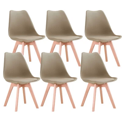 Juego de 6 Silla de Comedor,Sillas Cocina Nórdico con Asiento Acolchado Beige - Imagen 1 de 4