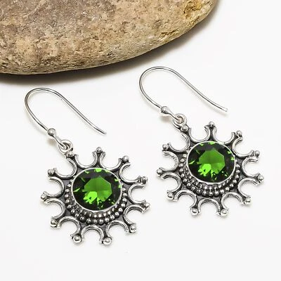 Chrome Diopside 925 Sterling Silver Jewelry Earring, Gemstone Earring, For Wife - Image 1 of 4