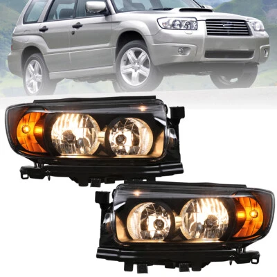 Headlights For 2006 2007 2008 Subaru Forester Black Housing Clear Lens Headlamps - Image 1 of 4